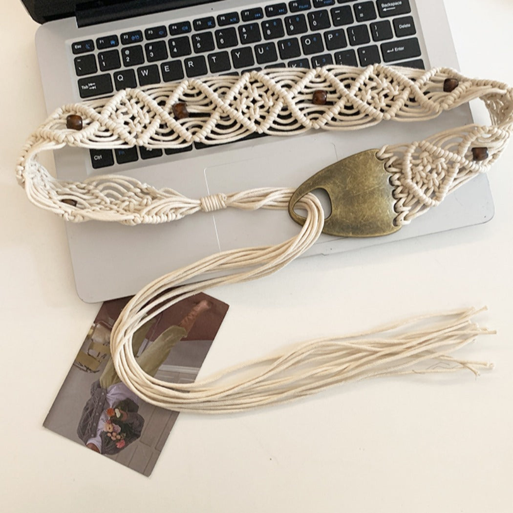 Beco - Distressed Metal Woven Belt - Boho &amp; Viantage