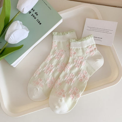 Rufia - Pastel Green &amp; Pink Summer Ankle Socks