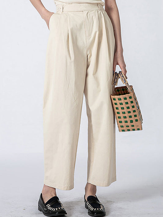 Column Loose Solid Color Casual Pants Bottoms