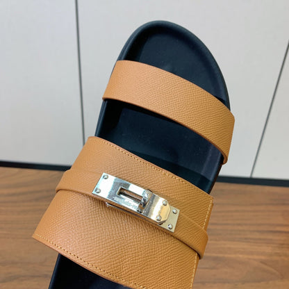 HM Jackson Sandal Brown Orange Cowhide 294061