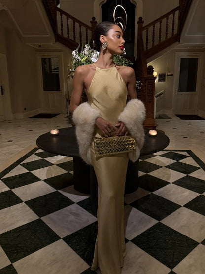 Valentina Open Back Rhinestone Maxi Dress