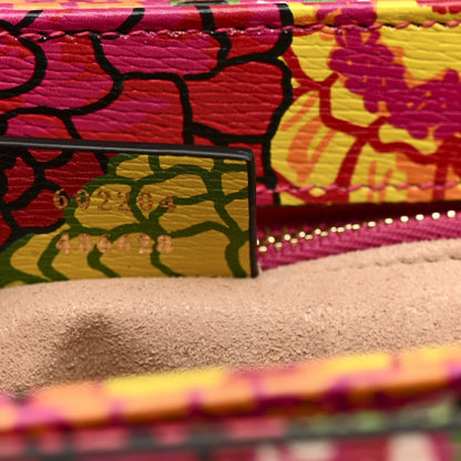 X KEN SCOTT New Shangai Calfskin Pomponica Print Horsebit 1955 Shoulder Bag Multicolor Fuxia Pompon
