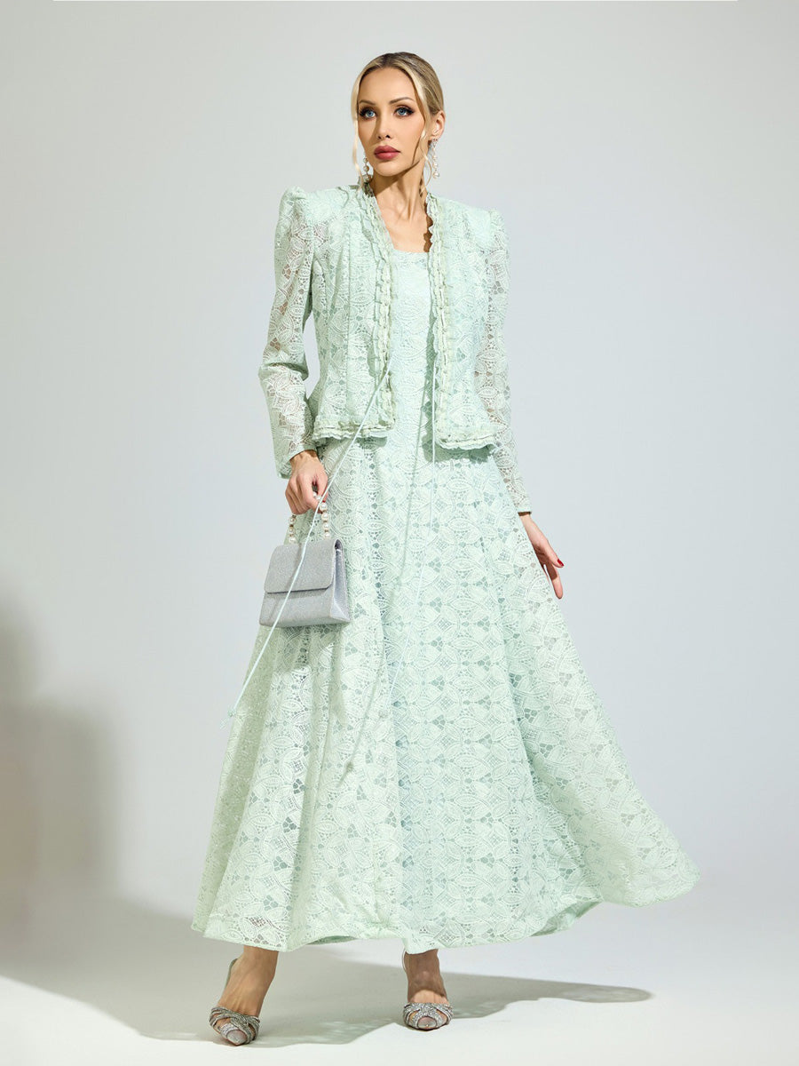 Estelle Elegant Green Two-Piece Lace Set