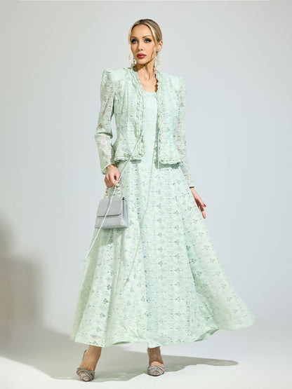 Estelle Elegant Green Two-Piece Lace Set