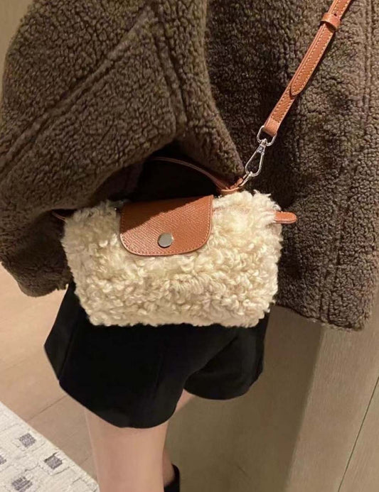 Soft Plush Lamb Wool Handbag Shoulder Bag