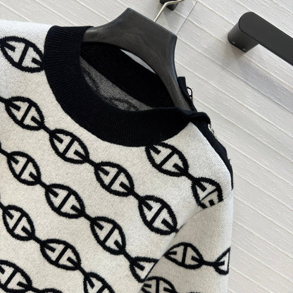 HM 25 Sweater White Mix Black Cashmere 02655