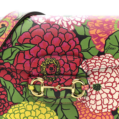 X KEN SCOTT New Shangai Calfskin Pomponica Print Horsebit 1955 Shoulder Bag Multicolor Fuxia Pompon