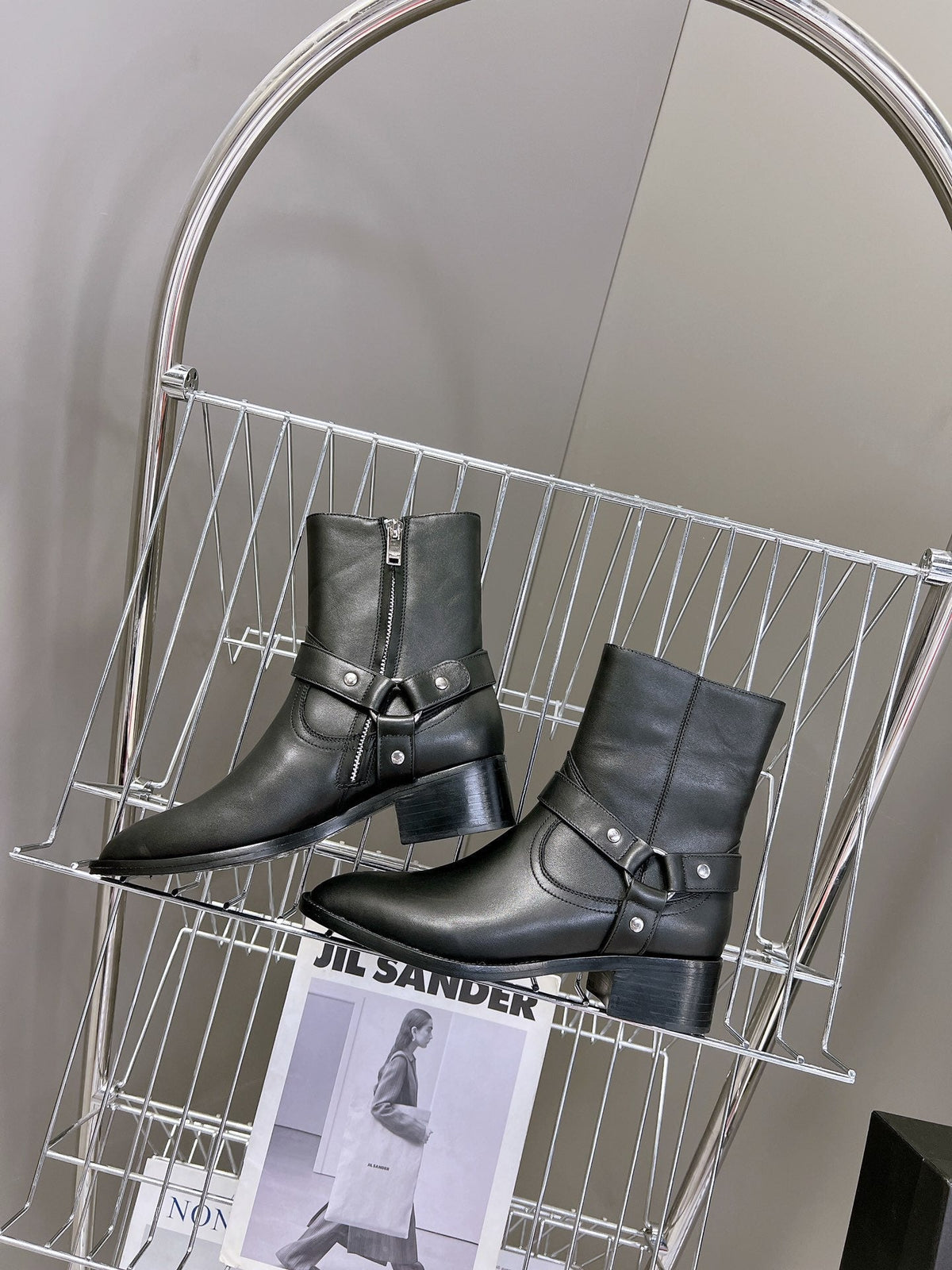 SL HARNESS BOOTS BLACK CALFSKIN