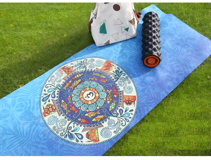 Foldable Machine Washable Lightweight Portable Yoga Mat Sweat-Absorbent Non-Slip Suede Natural Rubber Printed Yoga Mat Towel