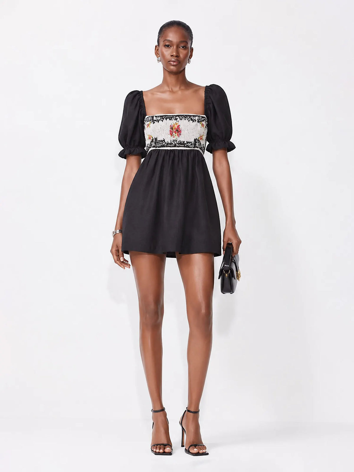 Melinda Square-neck Short Puff-sleeve Top