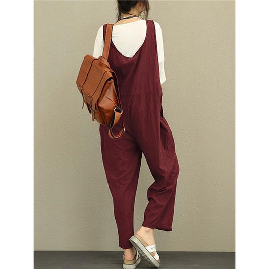 Leisure Solid Color Baggy Jumpsuit