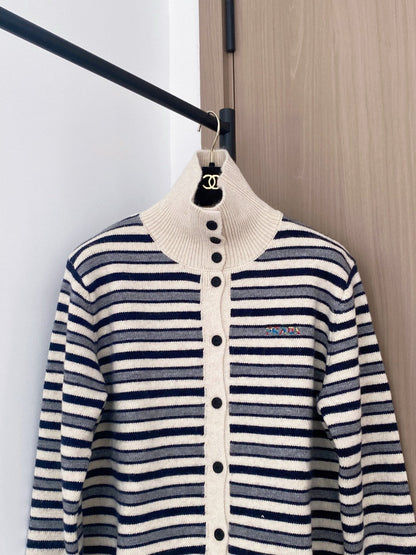 Prada 2025 Two-Tone Cardigan Brown and White Wool