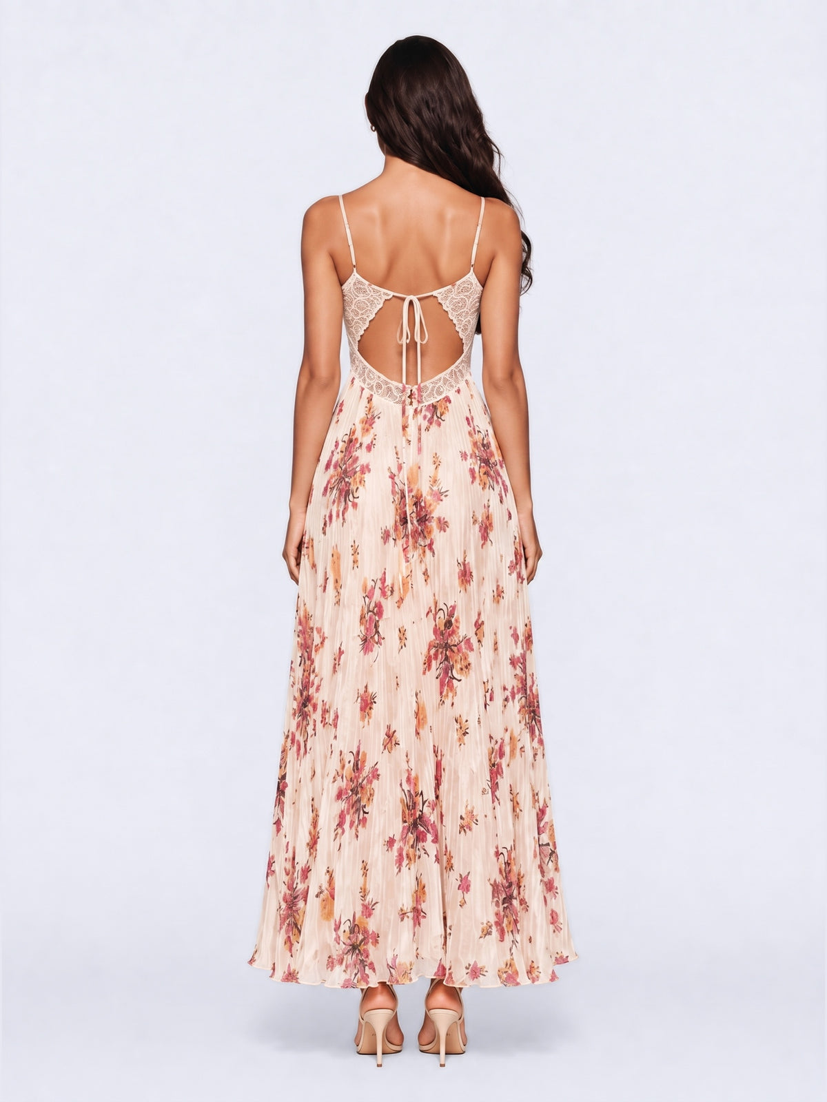 Jolie Lace Splicing Printed Maxi Dress