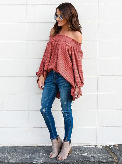 Off-The-Shoulder Long Sleeves Blouse&Shirt Tops