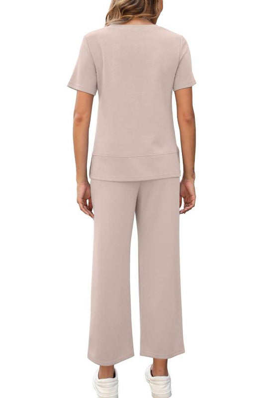 Women's Fashion Comfy Wide Leg 2 Piece Lounge Set