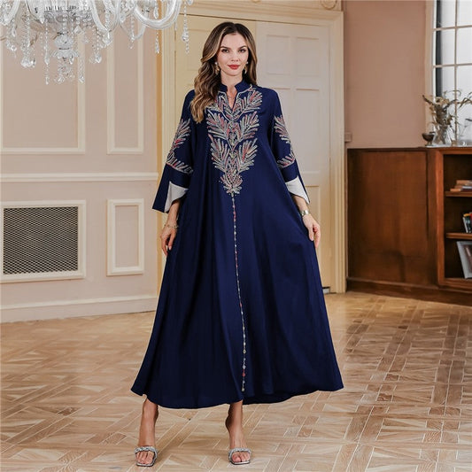 Embroidered Loose Tribal Muslim Abaya Dress