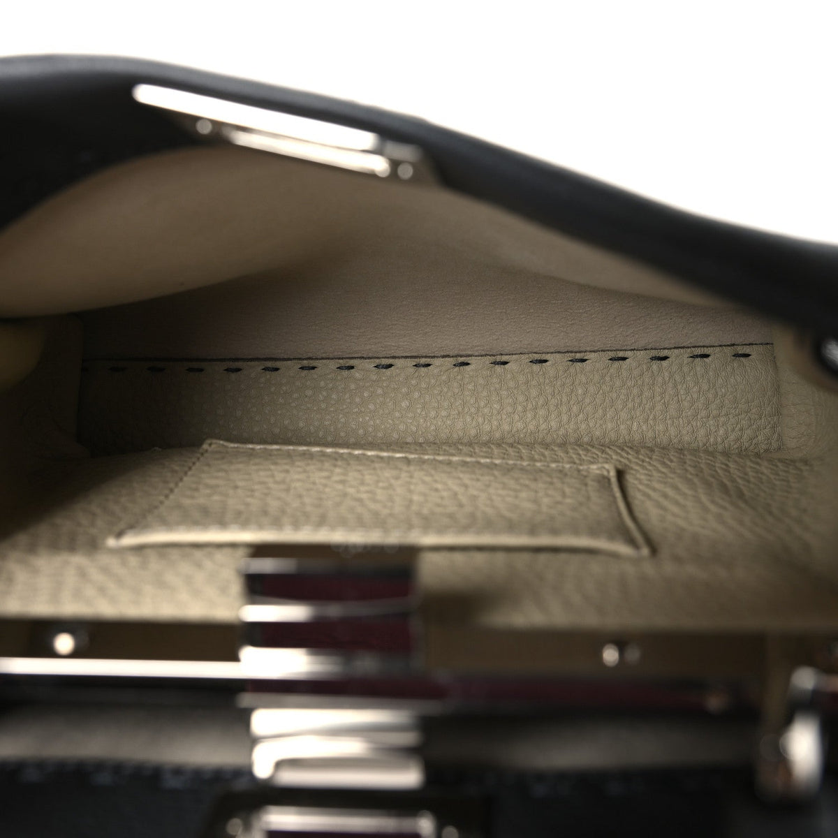 Cuoio Romano Selleria Bi-Color Mini Peekaboo Iconic Satchel Asfalto Latte