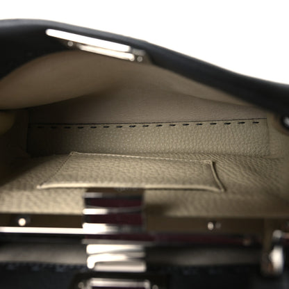 Cuoio Romano Selleria Bi-Color Mini Peekaboo Iconic Satchel Asfalto Latte