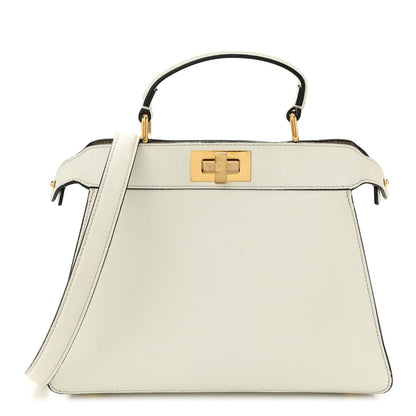 Vitello Seta Nappa Bi-Color Small Peekaboo I SEE U Satchel White Ice Light Rose Tortora