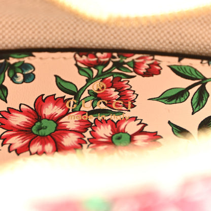 Matelasse Diagonal Brit Roses Print Mini Interlocking G Heart Shoulder Bag Multicolor