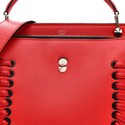 Vitello Baltico Dolce Shiny Nappa Lace Up DotCom Satchel Red