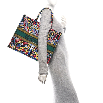 Canvas Embroidered Butterfly Book Tote Black Multicolor