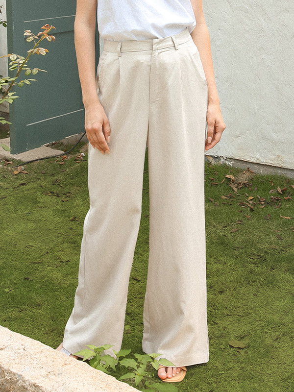 Column Loose Solid Color Casual Pants Bottoms