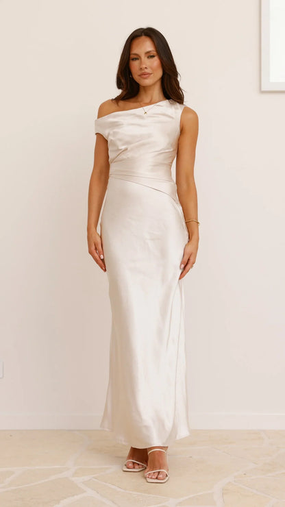Auria Off Shoulder Maxi Dress - Champagne