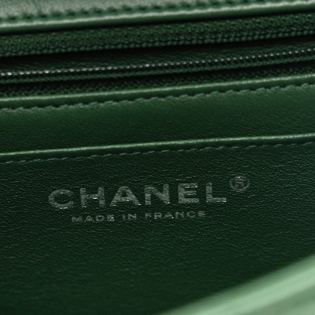 Lambskin Quilted Mini Rectangular Flap Dark Green