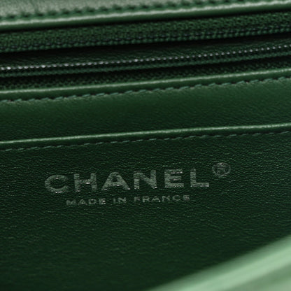 Lambskin Quilted Mini Rectangular Flap Dark Green