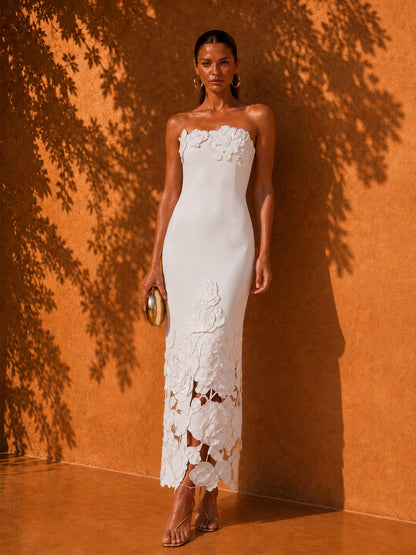 Genesis Cutout Appliqué Strapless Maxi Dress