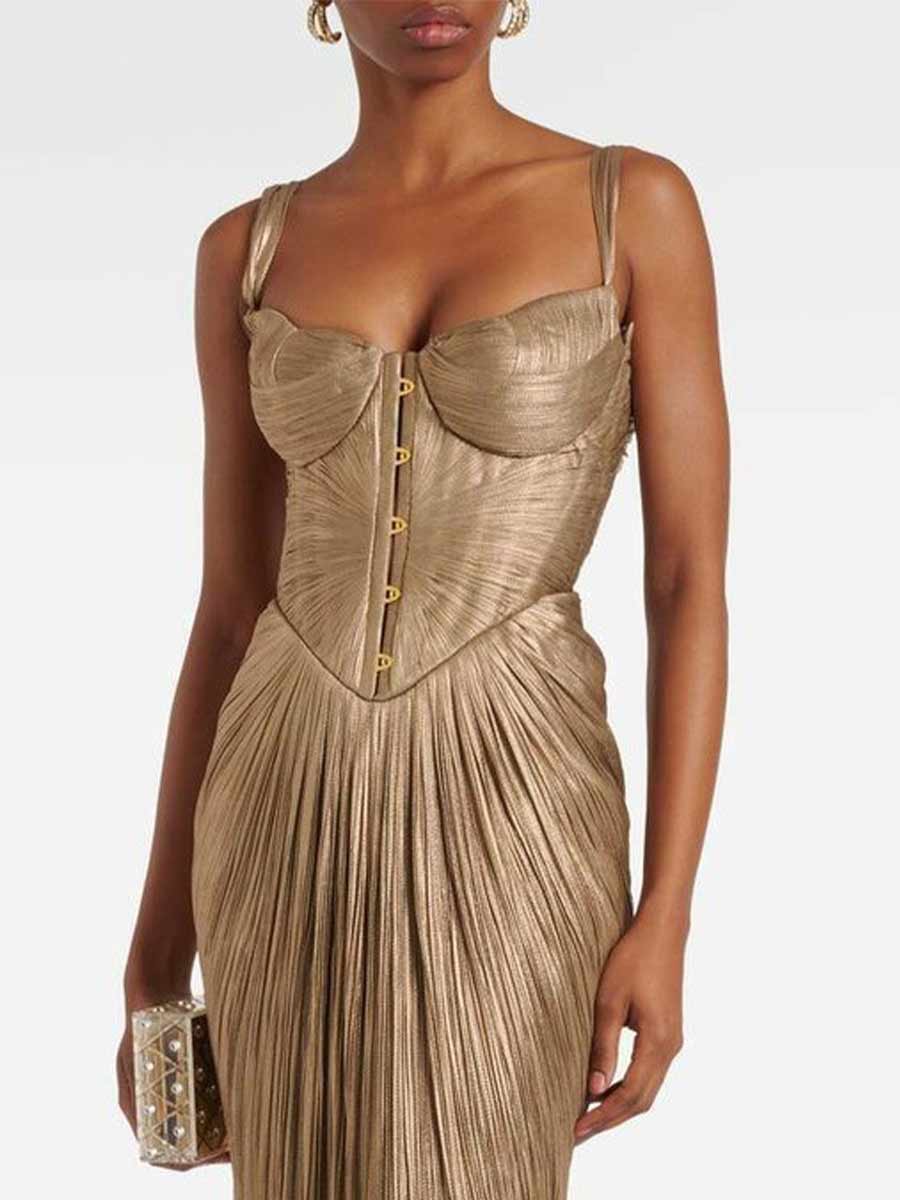 Mara Simple Pleated Maxi Dress