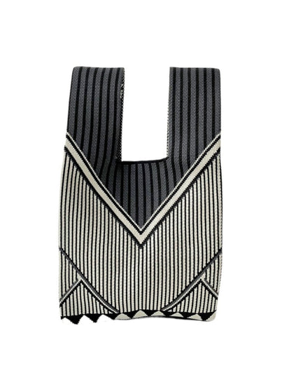 Cosbai - Classic Minimalist Striped Knit Handbag
