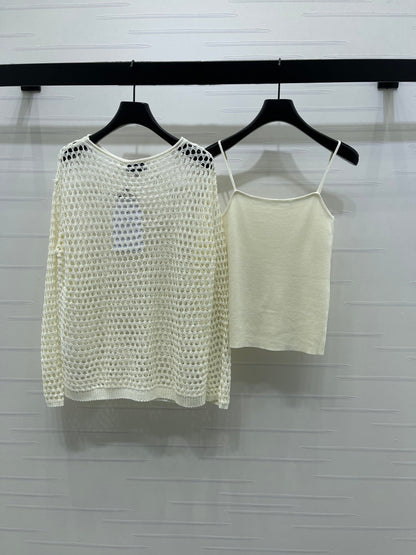 CC Ayered Long-Sleeved Top Ivory Knit 343583
