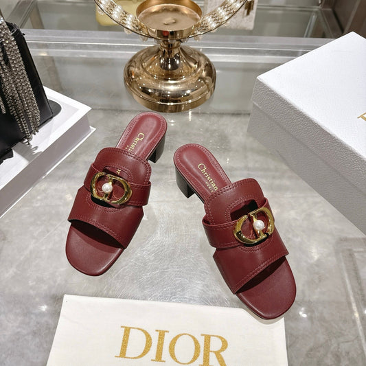 CD 26 Chunky Heel Sandals 35mm Burgundy Leather 592268