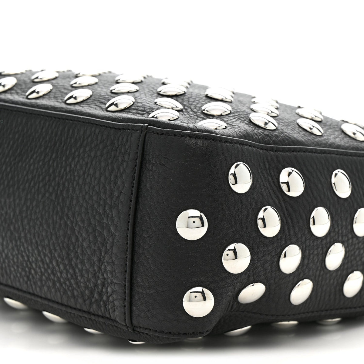 Pebbled Sport Calfskin Studded Elena Black