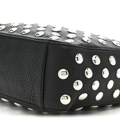 Pebbled Sport Calfskin Studded Elena Black