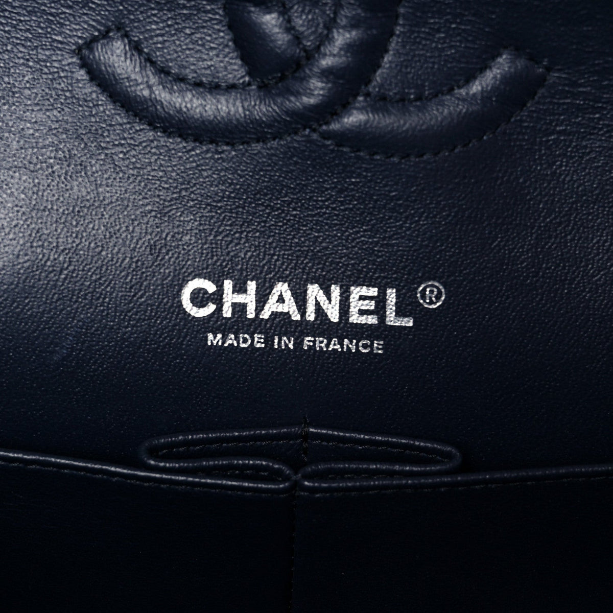 Caviar Quilted Medium Double Flap Navy