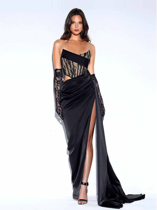 Aurora Lace Satin Corset Maxi Dress