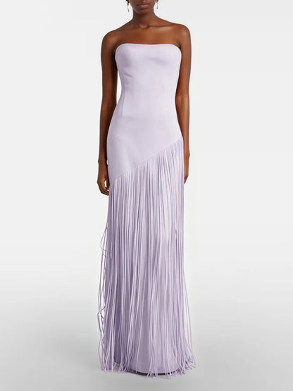 Blake Cape-Overlay Fringe Maxi Dress