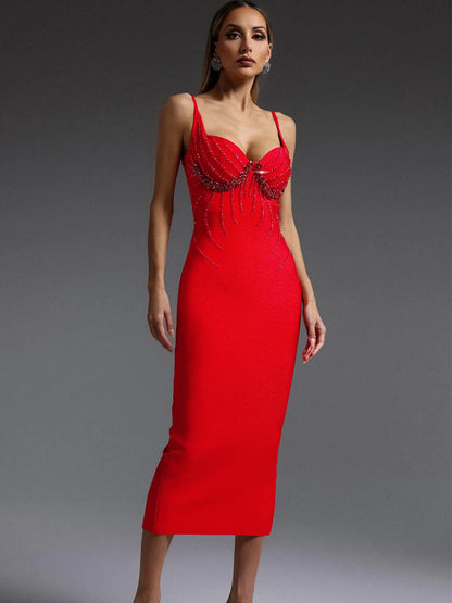 Emery Midi Dress In Red