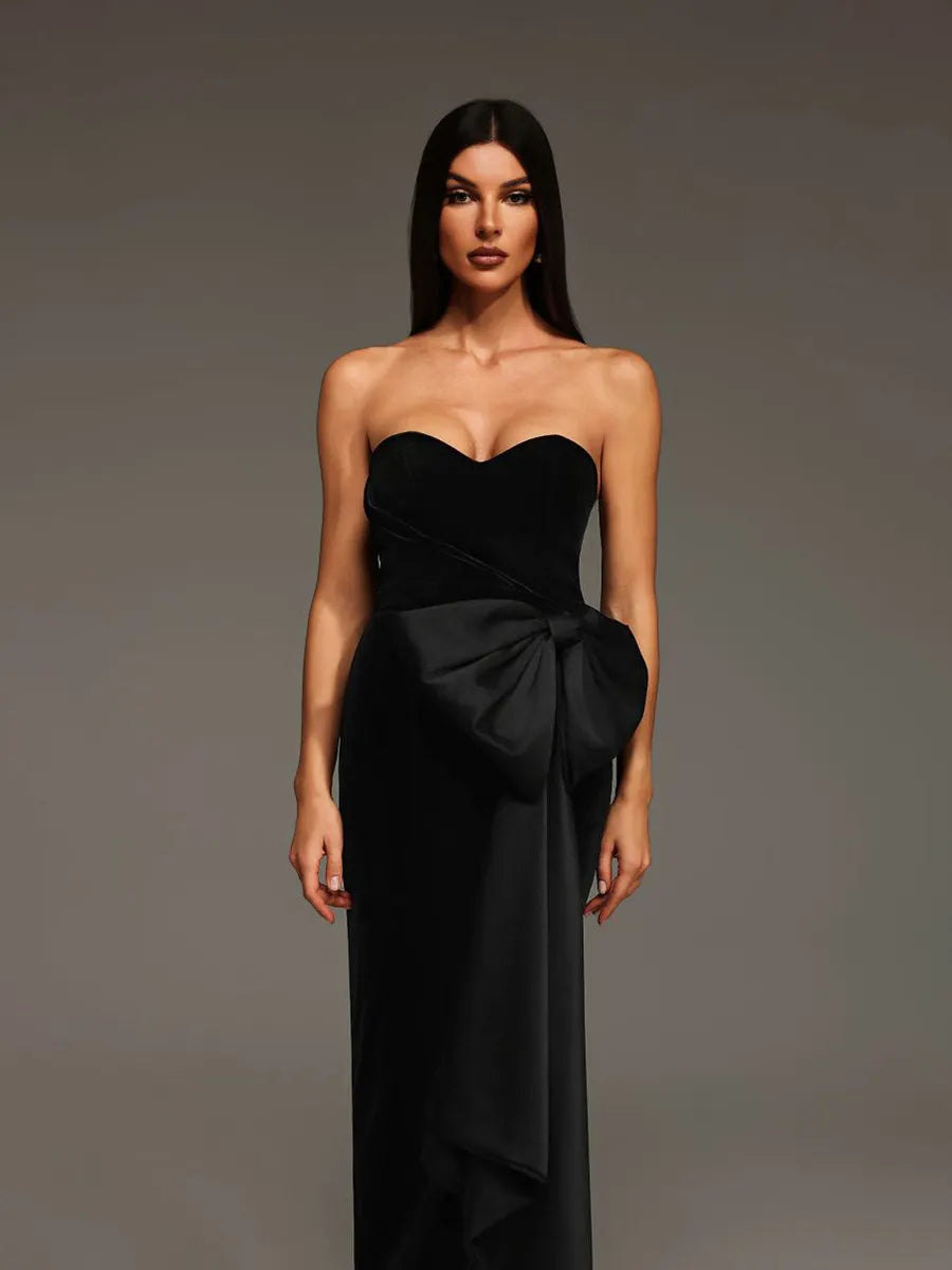 Briella Sleeveless Slit Bow Maxi Dress