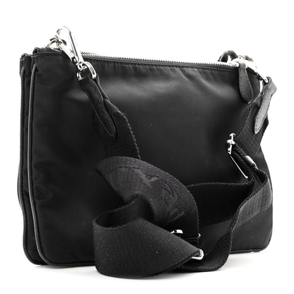 Re-Nylon Saffiano Re-Edition 2000 Double Zip Crossbody Bag Black