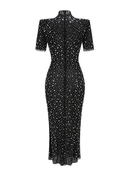 Osric Short Sleeve Diamond Mesh Dress