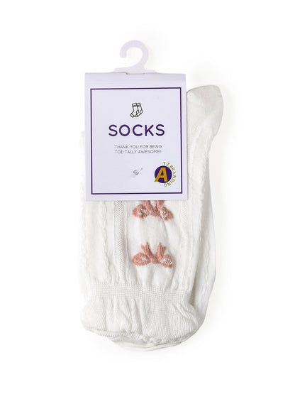 Rufia - White Rolled Edge Socks for Women