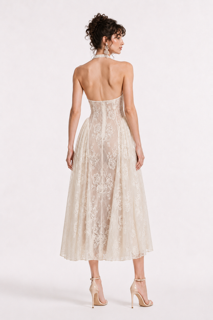 Naomi Lace Halter Midi Dress