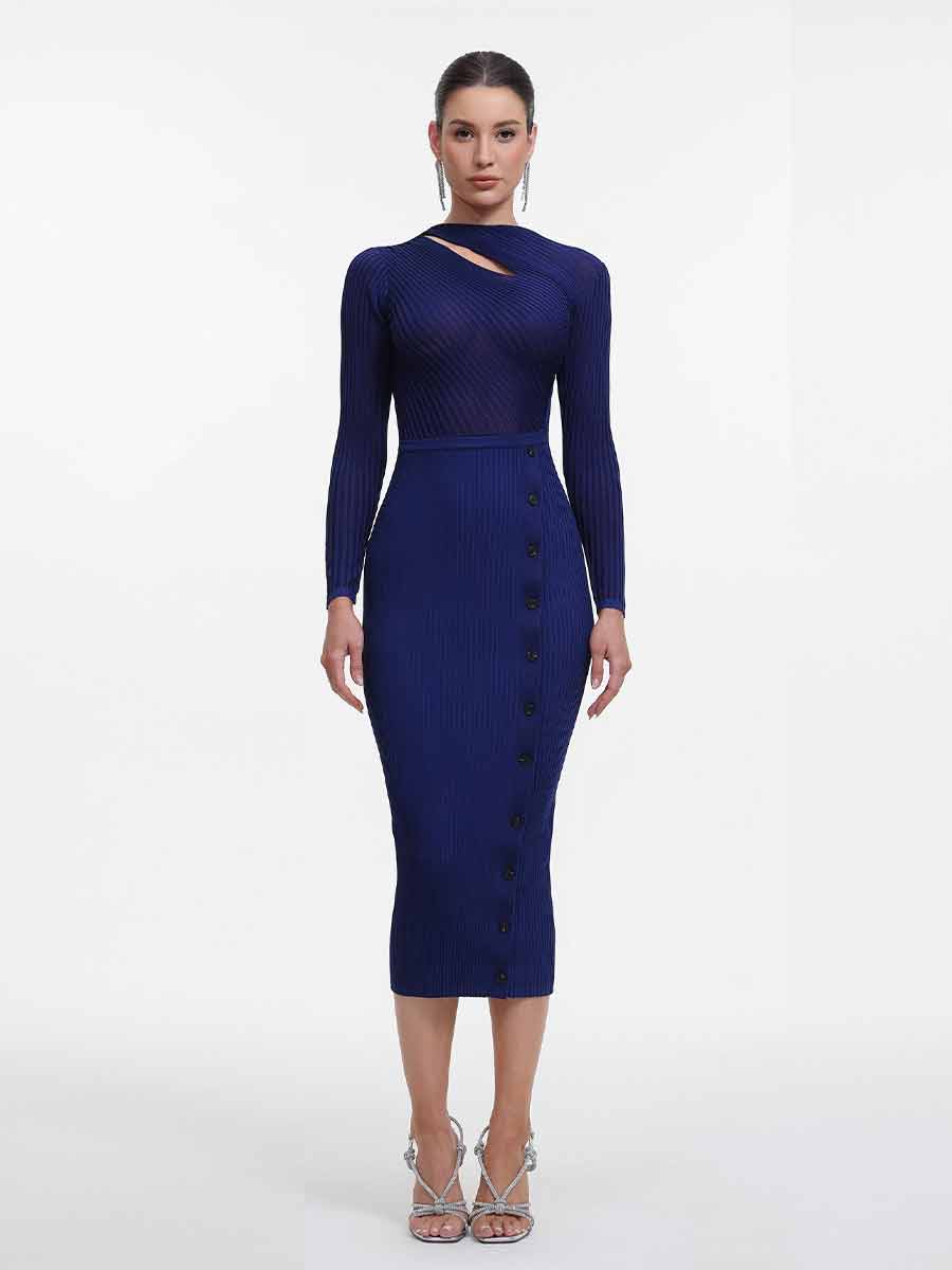 Ingrid Classic Long Sleeve Knit Midi Dress