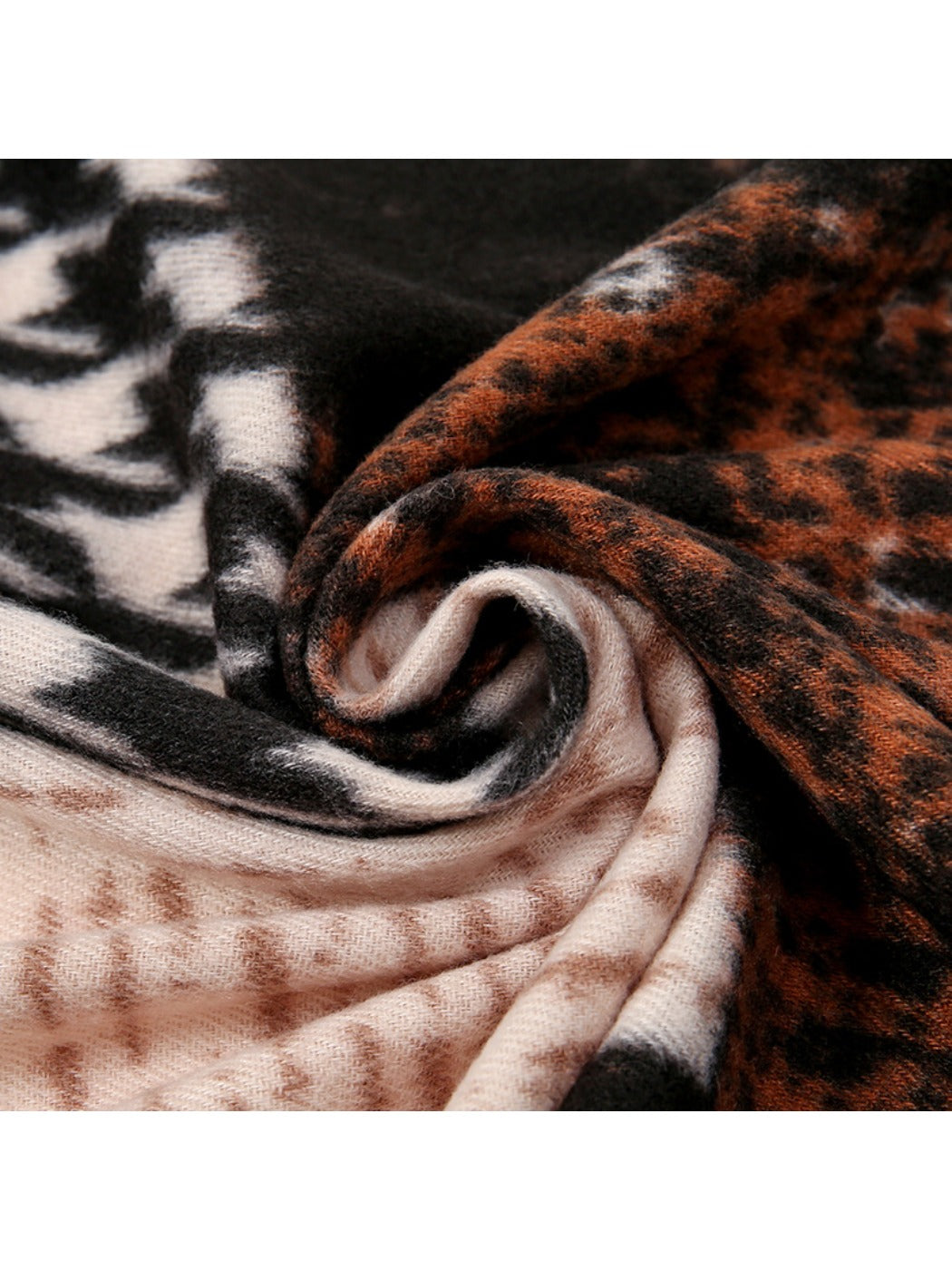 Sscarvii - Geometric Pattern Tassel Winter Scarf