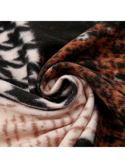 Sscarvii - Geometric Pattern Tassel Winter Scarf