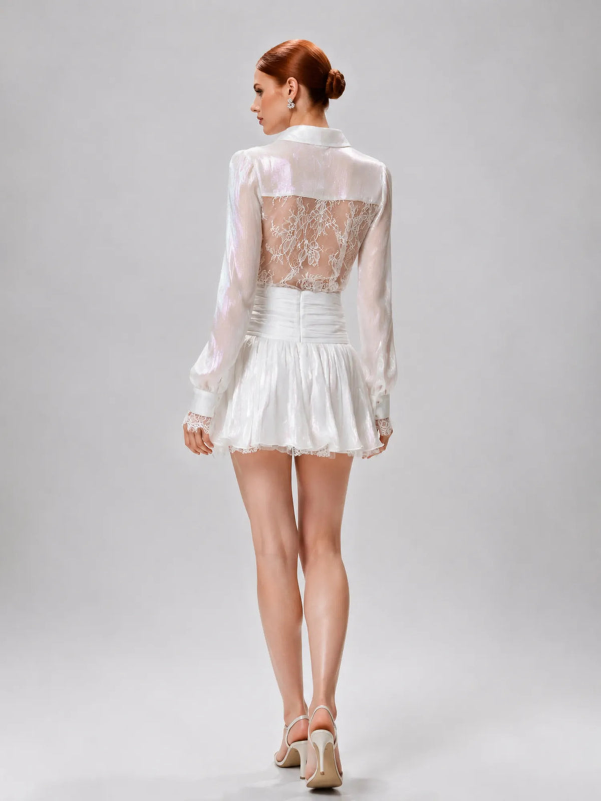Arabella Lace-Panel Shirt and Mini Skirt Set